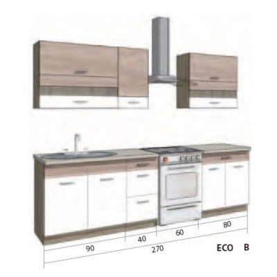 Virtuvės komplektas FD ECONO B BASIC 270 be stalviršio 